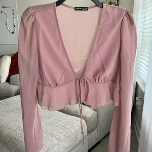 Long sleeve mauve tie shirt